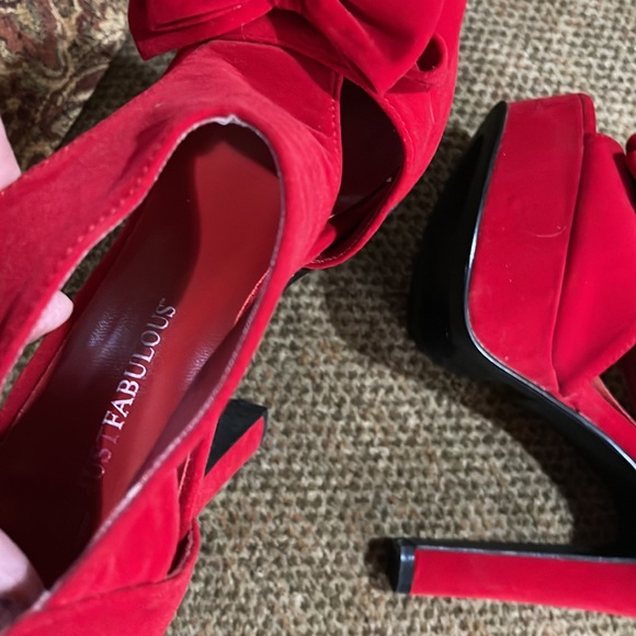 Justfab Dominica Red Velvet Platforms - Picture 4 of 4
